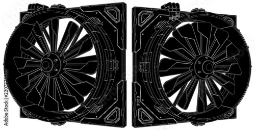 Sci-Fi Fan Vector. Futuristic Ventilation Extractor Fan. Custom Industrial Props.