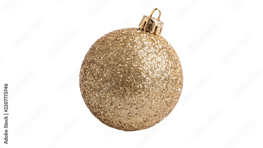 Obraz premium Shiny golden Christmas ball bauble ornament on transparent background