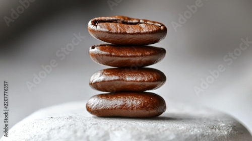 The elegance of small coffee beans displayed on a pristine white surface.