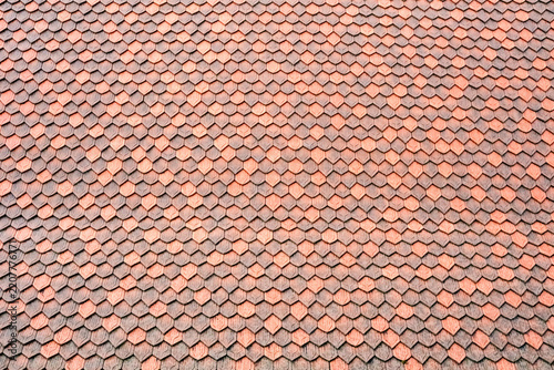 Obraz na plátně Detail of typical wooden tiles on Swiss rooftops