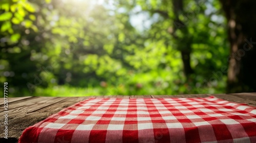 A soft green bokeh effect enhances the summer picnic atmosphere.