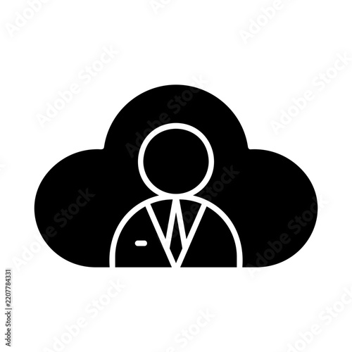 Business cloud computing service icon symbol graphic image monochrome line art style.