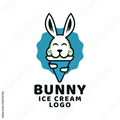 Cute Ice Cream Mascot Logo Designs. Bunny Characters Concept logo.