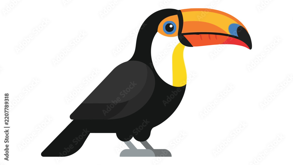 Obraz premium Toucan Bird Standing with Colorful Beak and Bill