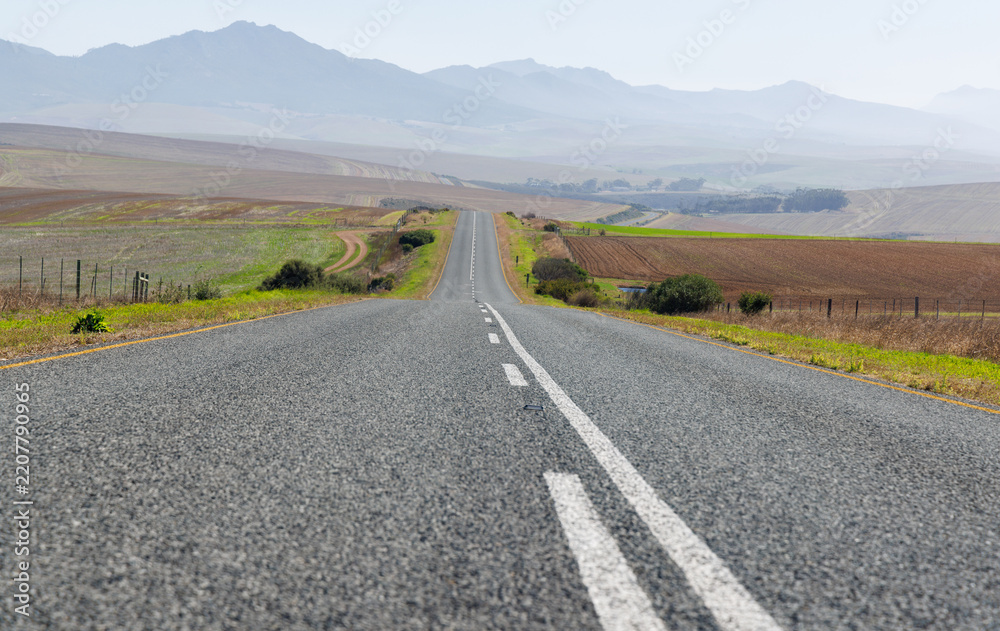 Obraz premium Scenic road through vineyards in South Africa