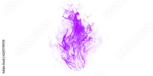 Purple fire flame isolated on transparent background for creative graphic design and digital art