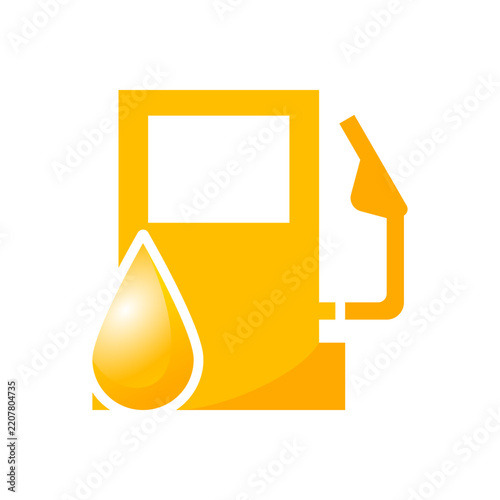 Yellow fuel dispenser nozzle gas station pump with oil drop icon vector