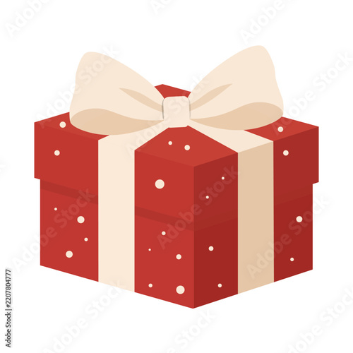 Red Christmas Gift Box with Bow Vector