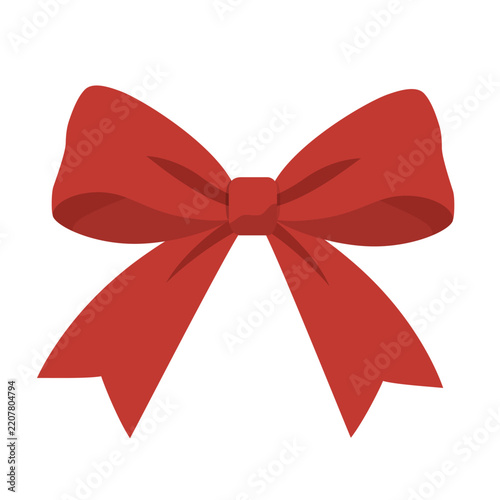 Red Christmas Bow Ribbon Vector Illustration