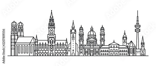 City Skyline Silhouette, Landmark Buildings, Urban Architecture