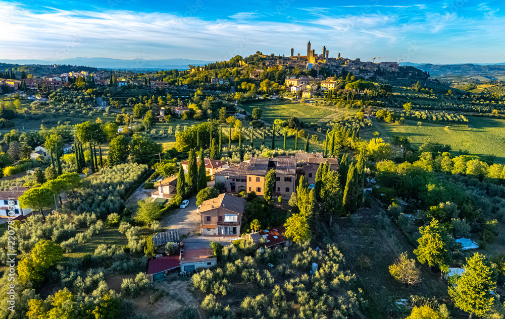 Fototapeta premium Aerial view of San Gimignano, Tuscany, Italy