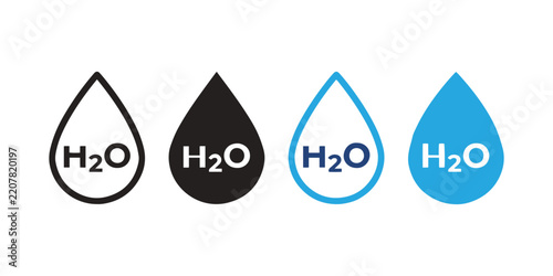 Water Drop H2O Molecule Icon Set