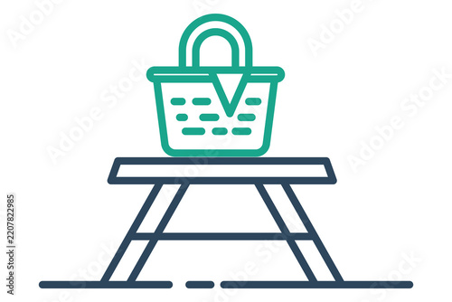 Picnic table icon. line icon style. icon related to recreation. park elements vector illustration