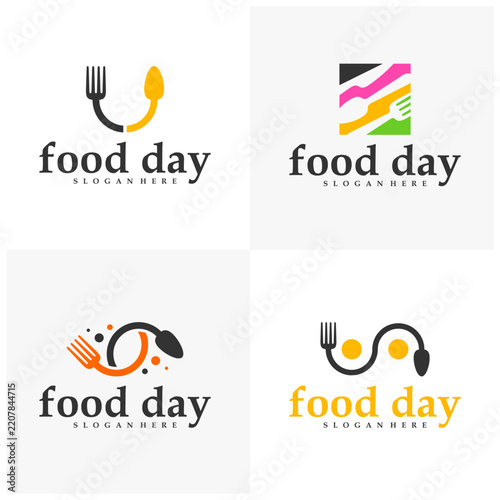 Set of Food logo vector template. Creative Spoon, fork, and knife logo design concepts