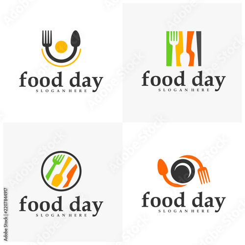 Set of Food logo vector template. Creative Spoon, fork, and knife logo design concepts