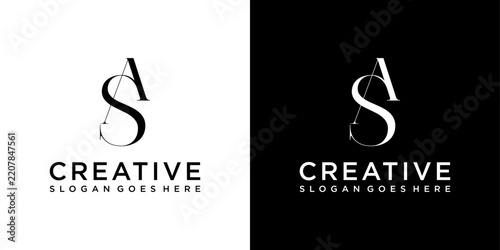 SA or AS initial letter logo design vector