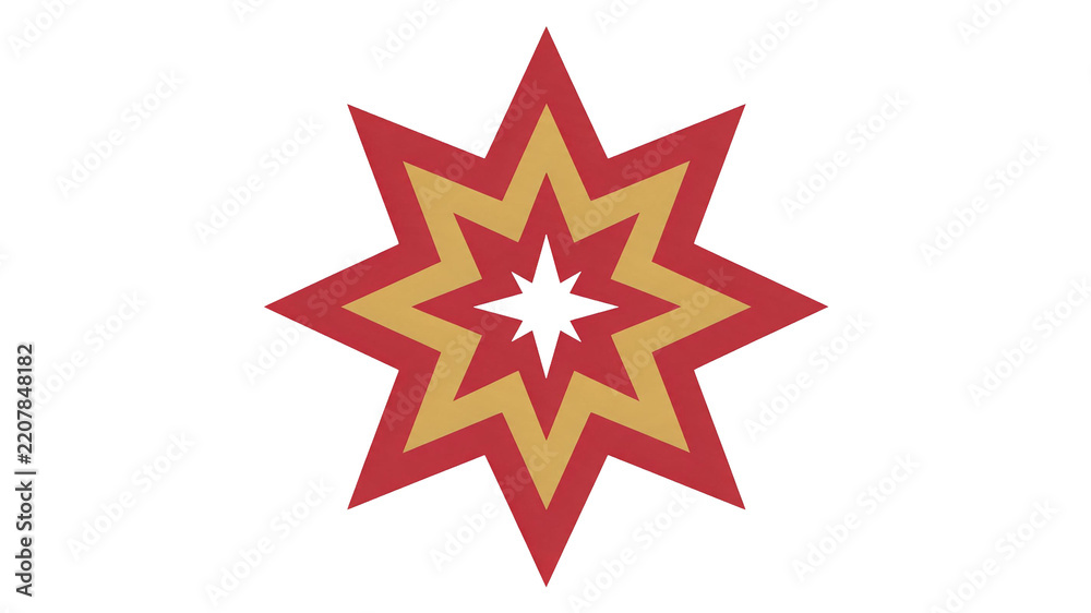 Fototapeta premium Geometric Eight Pointed Christmas Star Minimalist Vector Illustration