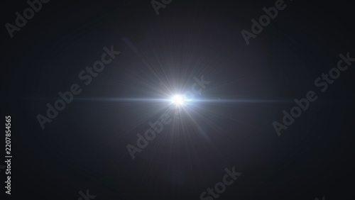 A bright sun with intense rays causing a lens flare effect against a dark sky