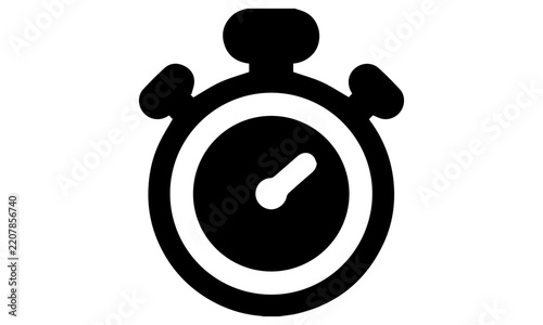 Clock time solid vector icon isolated on white background
