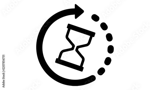 Clock time solid vector icon isolated on white background