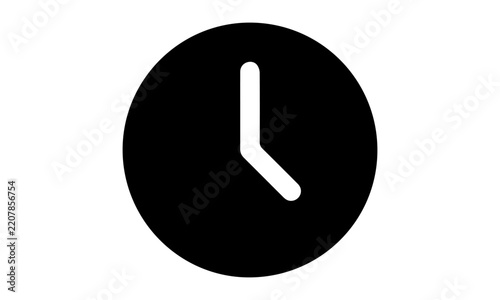 Clock time solid vector icon isolated on white background