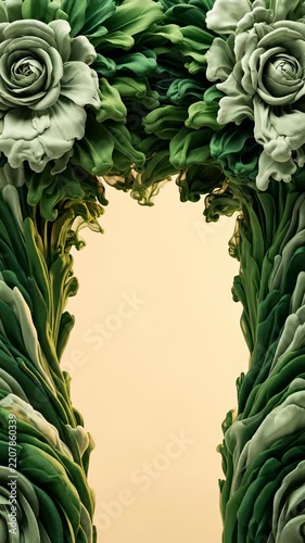 Green Floral Ink Bloom in Water Abstract Background With Copy Space, Vertical Video Loop