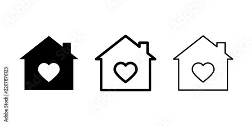 Love house icon set, home sweet home symbols