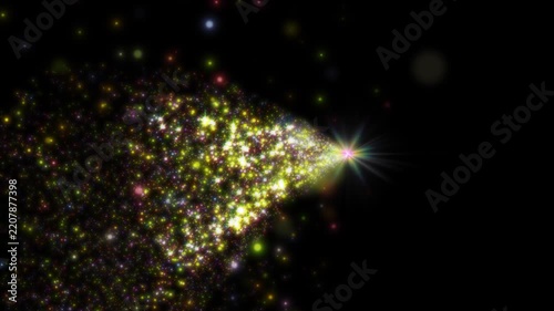 Video animation of rainbow color glitter particles over dark background. Abstract moving background - seamless loop - christmas and vacation concept.