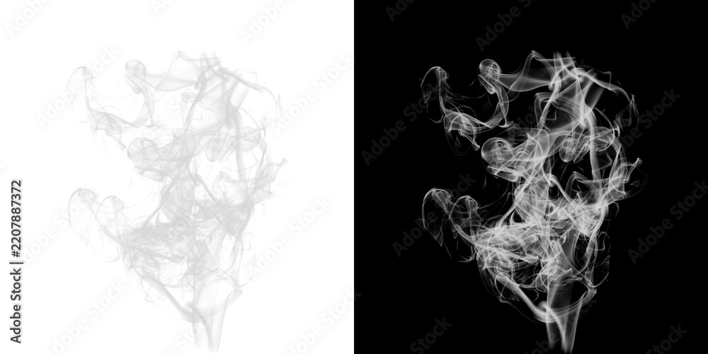 Obraz premium White swirling smoke plume isolated on a transparent background