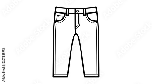 Denim Jeans Pants Casual Clothing Vector Line Art Icon