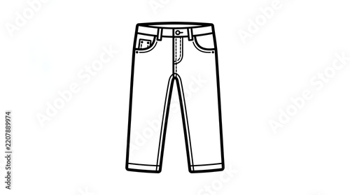 Denim Jeans Pants Casual Clothing Vector Line Art Icon