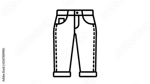 Denim Jeans Pants Casual Clothing Vector Line Art Icon
