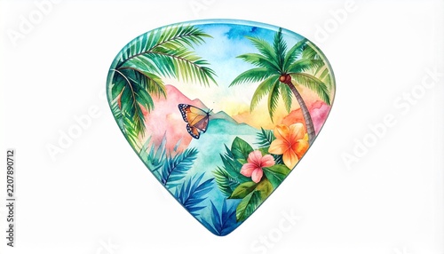Watercolor painting of a guitar pick