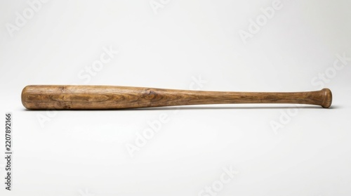 Wooden baseball bat with natural grain finish for professional sport competition.