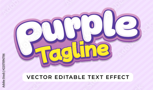 3D purple tagline cartoon editable text effect typography on pink striped background