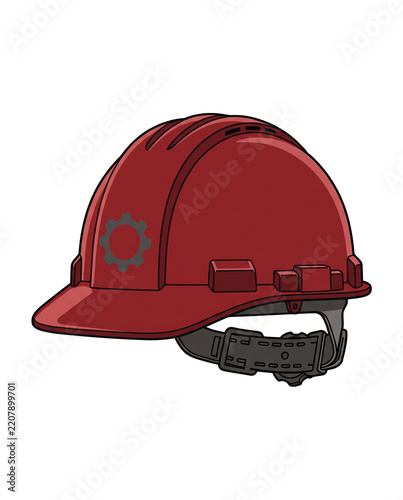 Safety Red helm construction on white background