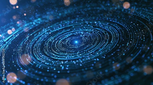 Blue Digital Tunnel Concentric Circles, Tech Data Transmission Concept