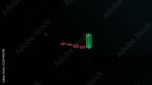 Minimalist digital candlestick chart showing a bearish trend with a green reversal