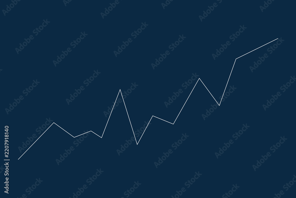 Obraz premium Simple line graph on a dark blue background showing upward trend.