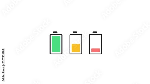 Minimalist Battery Icon Animation for UI Design on White Background