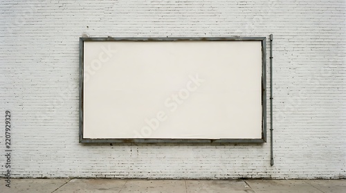 blank billboard or poster on white brick wall for advertising marketing.