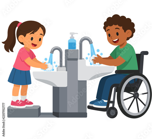 Inclusive Dual Height Handwashing Station for Schools