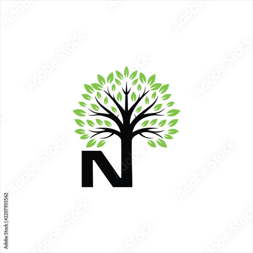Tree incorporated into letter N shape