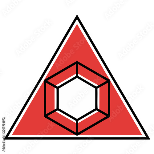 Red Triangle with Hexagonal Outline