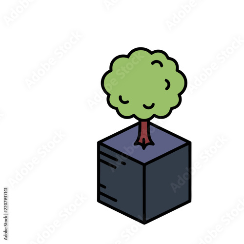 Stylized tree in a cube
