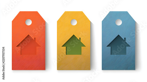 Vector label design template set with house icon