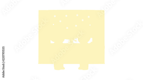 Minimalist yellow paper cut lantern template with star pattern