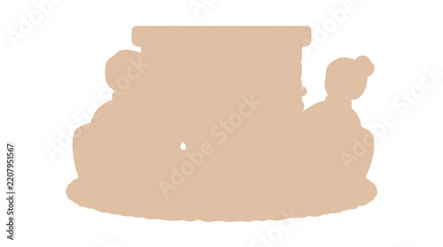 Minimalist tan vector silhouette of generic stylized group figures