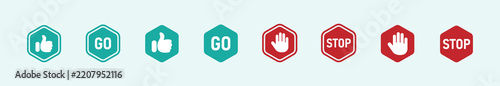 Stop sign and go sign vector illustrations concepts. Stop and go icon or designs