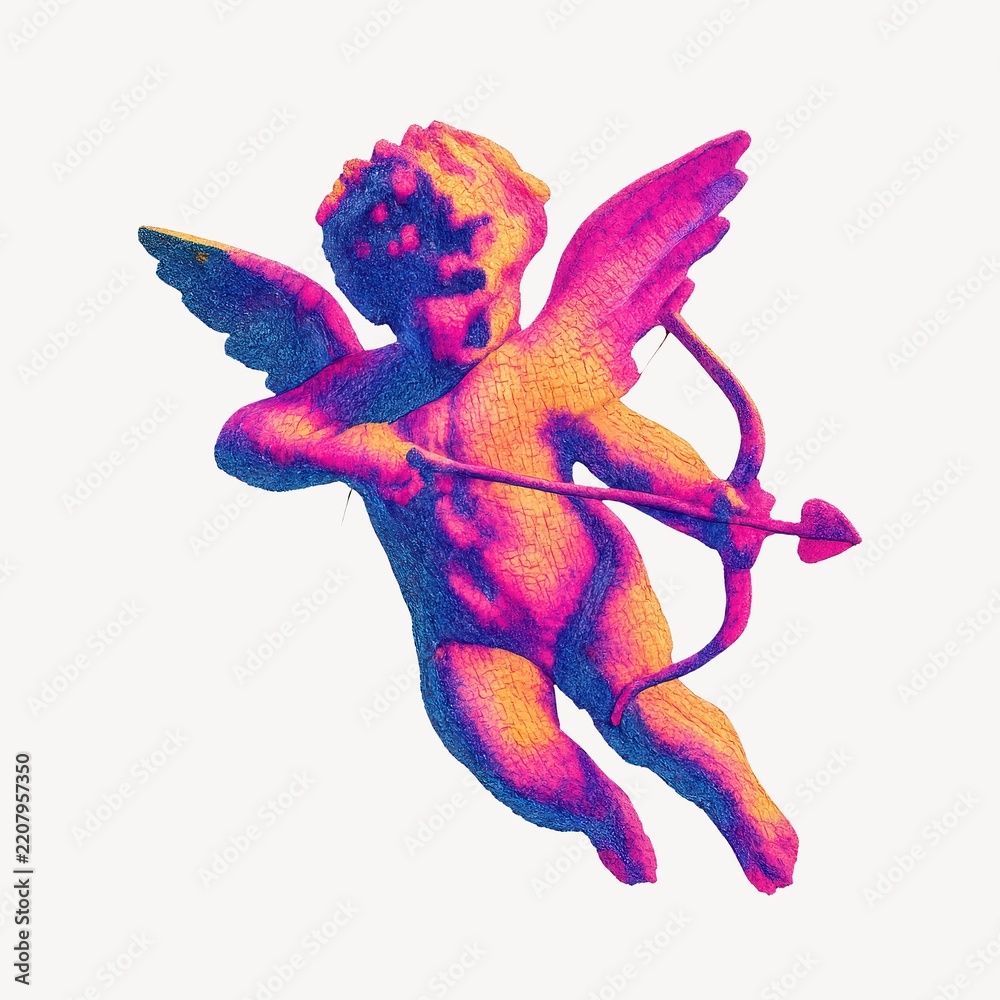 Fototapeta premium Colorful cherub with bow